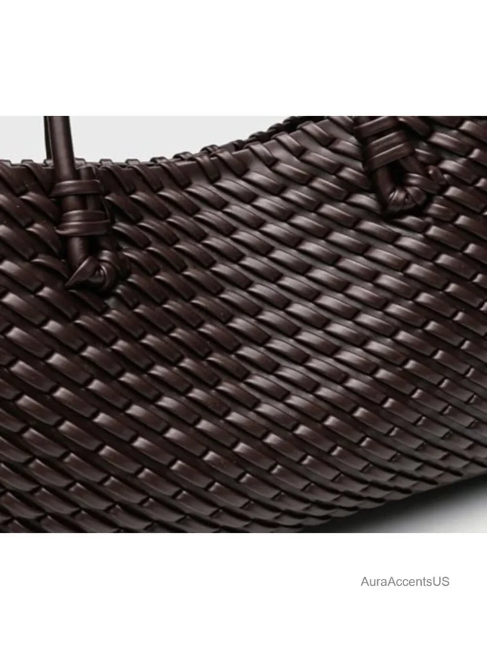 2 Pcs Slouchy PU Leather Woven Tote Hobo Crossbody Shoulder Bag Set